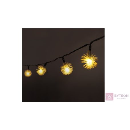 Zúzmara alakú 3cm/5m/IPX3 szabványos/meleg fehér/20db LED-es/napelemes fénydekoráció