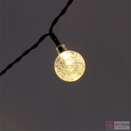 Buborékgömb alakú 23mm/8 programos/7m/IPX3 szabványos/meleg fehér/50db LED-es/napelemes fénydekoráció