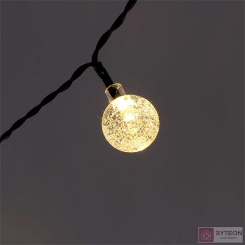 Buborékgömb alakú 23mm/8 programos/7m/IPX3 szabványos/meleg fehér/50db LED-es/napelemes fénydekoráció