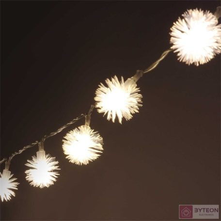 Zúzmara alakú 3cm/10m/meleg fehér/80db LED-es/USB-s fénydekoráció