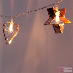   Csillag+szív alakú fém/4m/meleg fehér/20db LED-es/3xAA elemes fénydekoráció