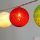 Gömb alakú 6cm/színes fonott/4,5m/piros-fehér-zöld/30db LED-es/USB-s fénydekoráció