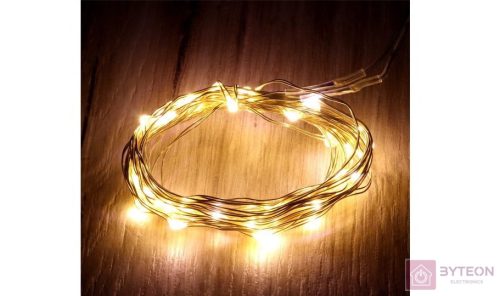 Fix fényű 3m/meleg fehér/30db LED-es fénydekoráció