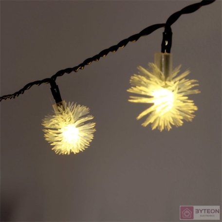 Zúzmara alakú 3cm/6m/IPX3 szabványos/meleg fehér/30db LED-es/napelemes fénydekoráció