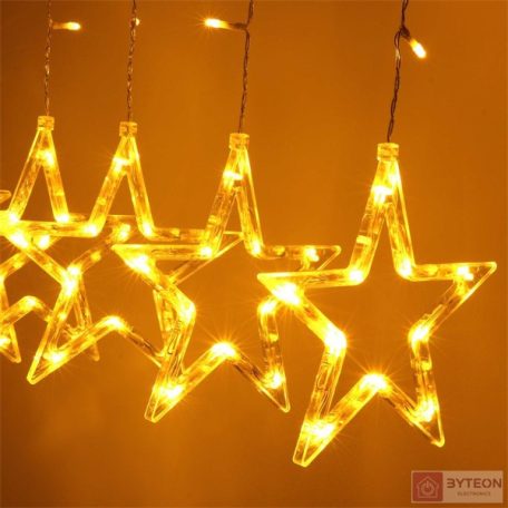 Csillag alakú fix fényű/2,5m/távirányítós/meleg fehér/12db LED-es USB-s fénydekoráció
