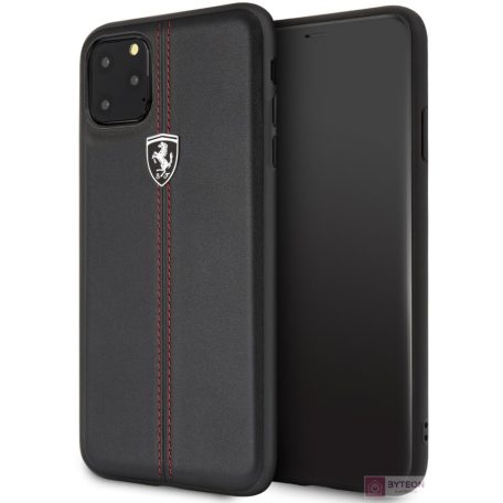 FERRARI GEN iPhone 11 Pro Max függőlegesen csíkozott fekete kemény bőrtok