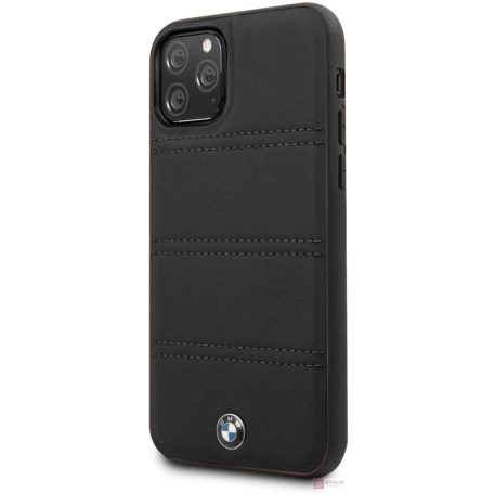 BMW iPhone 11 Pro Max vízszintesen csíkozott fekete kemény bőrtok