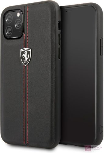 FERRARI GEN iPhone 11 Pro függőlegesen csíkozott fekete kemény bőrtok