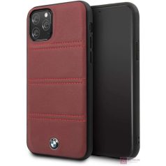   BMW iPhone 11 Pro vízszintesen csíkozott burgundi vörös kemény bőrtok