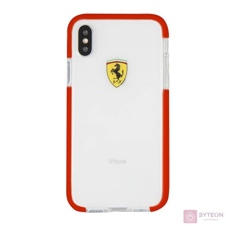 Ferrari iPhone X fényes, átlátszó kemény piros tok