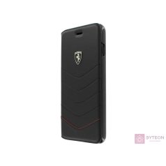   Ferrari Heritage iPhone 7 Plus tűzdelt valódi bőr kinyitható fekete tok