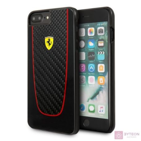 Ferrari SF Pit Stop iPhone 7 Plus valódi karbon kemény fekete tok