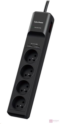 CYBERPOWER P0420SUD0-DE (4 aljzat) túlfeszültség védő és USB töltő 2 x 2.4A