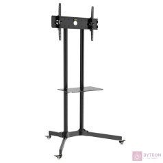   TECHLY Görgethető TV padló állvány, fékezhető kerekekkel, 30-65" maximális kijelző méret, maximálisan 60kg. teherbírás,