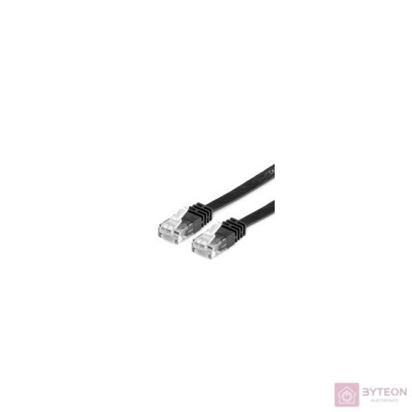 ROLINE Patch kábel VALUE UTP CAT6 lapos kivitel, Fekete 1m