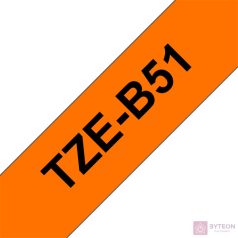   BROTHER szalag TZe-B51, Fluoreszkáló narancs alapon Fekete, Laminált, 24mm  0.94", 5 méter