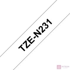   BROTHER szalag TZe-N231, Fehér alapon Fekete, Nem laminált, 12mm  0.47", 8 méter