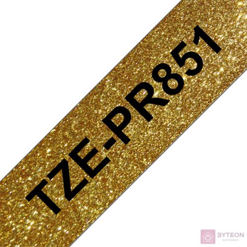 BROTHER Prémium feliratozó szalag TZEPR851, Arany alapon fekete szalag, 24 mm széles, 8m