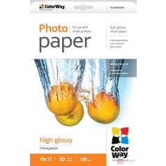   COLORWAY Fotópapír, magasfényű (high glossy), 180 g/m2, 10x15, 50 lap