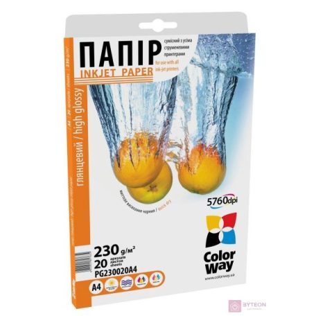 COLORWAY Fotópapír, magasfényű (high glossy), 230 g/m2, A4, 20 lap