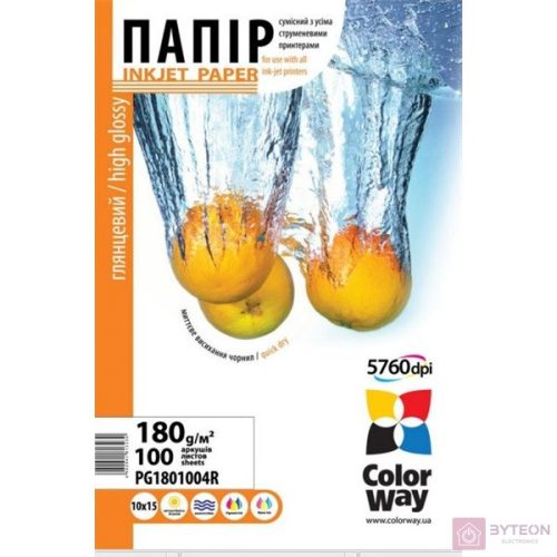 COLORWAY Fotópapír, magasfényű (high glossy), 180 g/m2, 10x15, 100 lap
