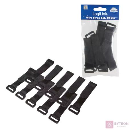 KAB LogiLink KAB0056 Vezetékösszekötő szíj szett 10db/cs - 150x20mm - Fekete