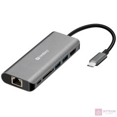 Sandberg USB-C dokkoló ezüst-fehér