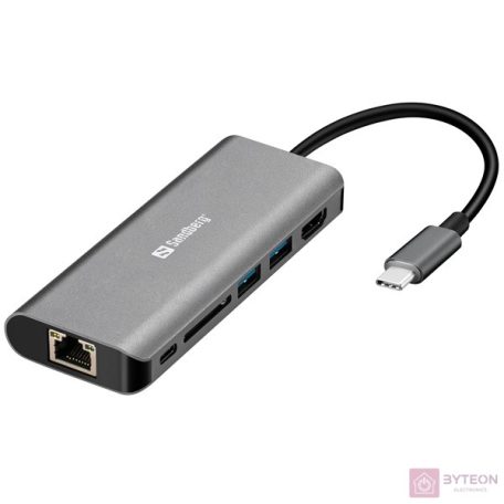 Sandberg USB-C dokkoló ezüst-fehér