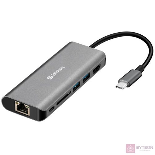 Sandberg USB-C dokkoló ezüst-fehér