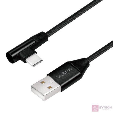 Logilink USB 2.0 Cable, USB AM to USB-C? M, angled, black, 1m