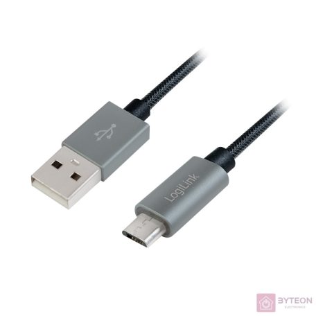 Logilink USB 2.0 Cable, USB AM to Micro BM, Nylon Braid, 1m