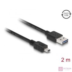   Delock Kábel, EASY-USB 2.0-s A-típusú csatlakozódugó > USB 2.0-s Mini-B-típusú csatlakozódugó, 2 m,