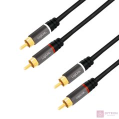   Logilink Audio Cable, 2x2 Cinch (RCA) male, gold,  0,5m, black