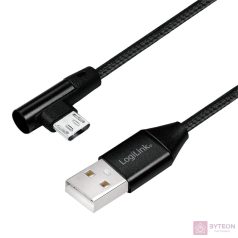   Logilink USB 2.0 Cable, AM to Micro BM, angled plug, black, 1m