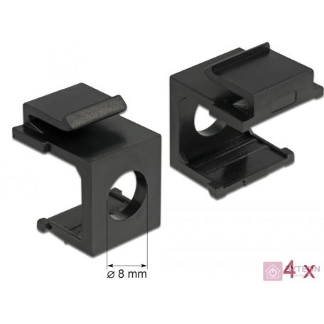 Delock Keystone fekete borító 8 mm-es lyukkal, 4 db.