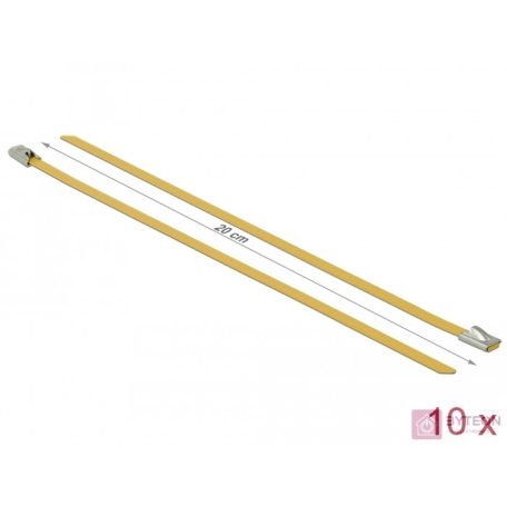 Delock Rozsdamentes Acél Kábelkötegek Hossza 200 x Szélesség 4,6 mm sárga 10 db.