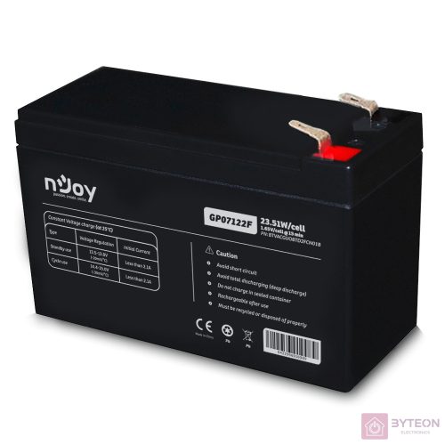 NJOY Szünetmentes akkumulátor - GP07122F (12V/7Ah, T2/F2, zárt, gondozás mentes, AGM)