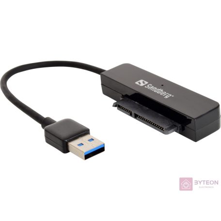 Sandberg Kábel Átalakító - USB3.0 to SATA Link (fekete; USB bemenet - SATA 2,5" kimenet; max.5 Gbit/sec)