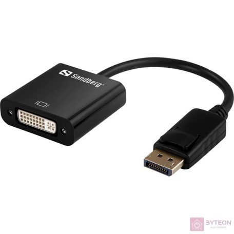 Sandberg Kábel Átalakító - DisplayPort - DVI (DisplayPort 1.1 apa - DVI-D 1.0 anya; fekete)