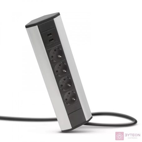 Delight sarok elosztó(20484), 4 db gyermekvédelemmel ellátott 230V aljza, 2db USB csatlakozó