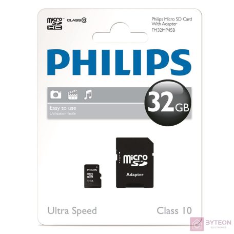 Philips FM32MP45B/00 memóriakártya 32 GB MicroSDXC Class 10 UHS-I