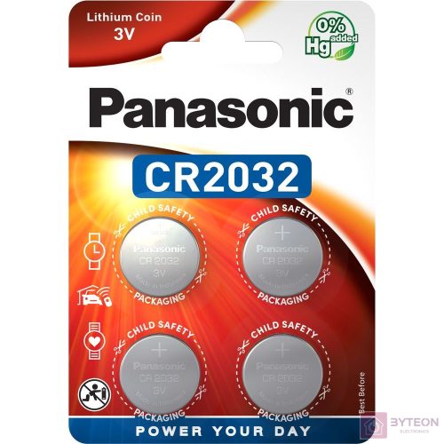 Panasonic CR-2032EL/4B háztartási elem Egyszer használatos elem CR2032 Lítium