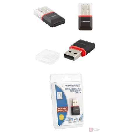 Esperanza EA134K kártyaolvasó Fekete, Ezüst, Átlátszó USB 2.0