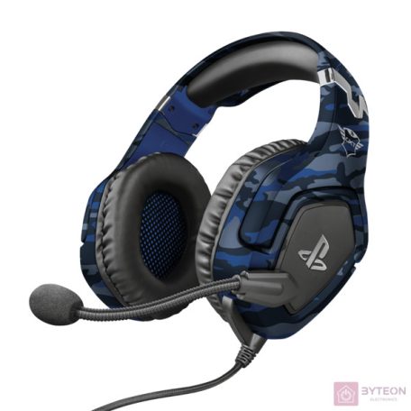 Trust GXT 488 Forze PS4 Headset Fejpánt Fekete, Kék 3,5 mm-es csatlakozó