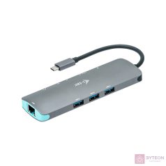   i-tec Metal C31NANODOCKLANPD dokkoló állomás és port replikátor Vezetékes USB 3.2 Gen 1 (3.1 Gen 1) Type-C Ezüst, Türkizkék