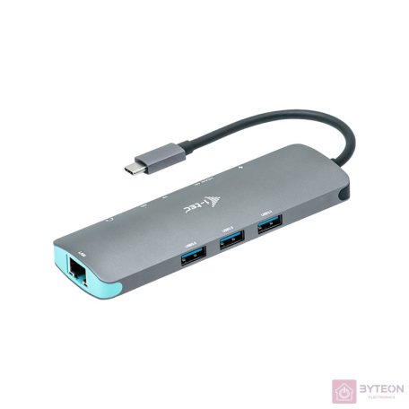 i-tec Metal C31NANODOCKLANPD dokkoló állomás és port replikátor Vezetékes USB 3.2 Gen 1 (3.1 Gen 1) Type-C Ezüst, Türkizkék