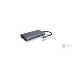   ICY BOX IB-DK4040-CPD dokkoló állomás és port replikátor Vezetékes USB 3.2 Gen 1 (3.1 Gen 1) Type-C Antracit, Fekete