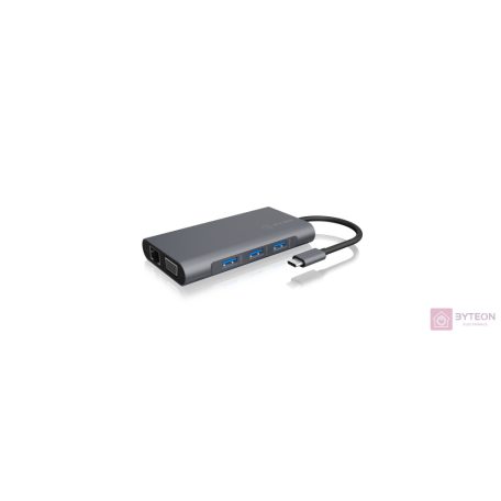 ICY BOX IB-DK4040-CPD dokkoló állomás és port replikátor Vezetékes USB 3.2 Gen 1 (3.1 Gen 1) Type-C Antracit, Fekete