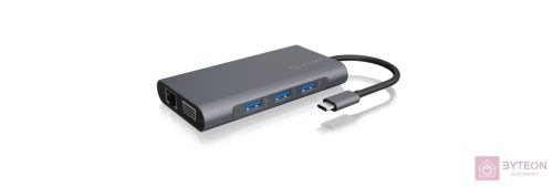 ICY BOX IB-DK4040-CPD dokkoló állomás és port replikátor Vezetékes USB 3.2 Gen 1 (3.1 Gen 1) Type-C Antracit, Fekete