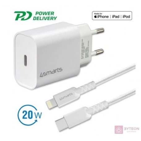 4smarts 4S465591 mobiltelefon töltő Fehér Beltéri